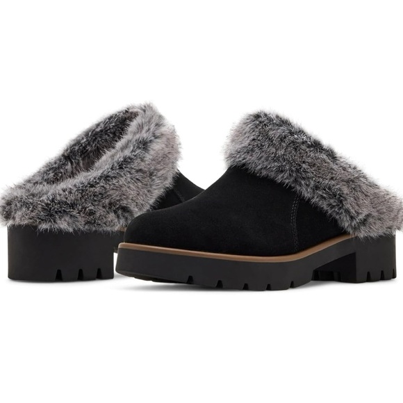 👠Blondo Women's Black Fur-Lined slide on Shoes 9.5 waterproof - Picture 1 of 12